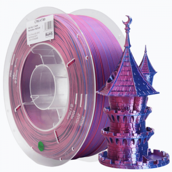 PLA пластик для 3д принтера CREAT3D, 1.75 мм, 2 цвета (Silk Red-Blue), 0,250 кг.