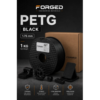 PETG пластик для 3д принтера FORGED інженерний, 1.75 мм, Black, 1 кг.