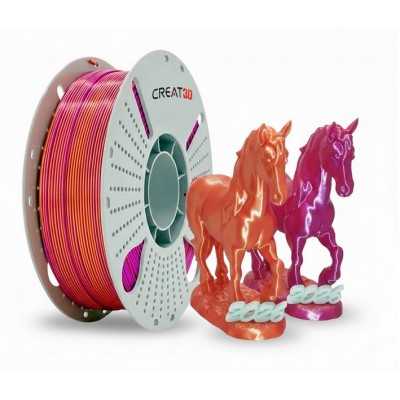 PLA пластик для 3д принтера CREAT3D, 1.75 мм, 2 цвета (Silk Orange Red-Purple), 1 кг.
