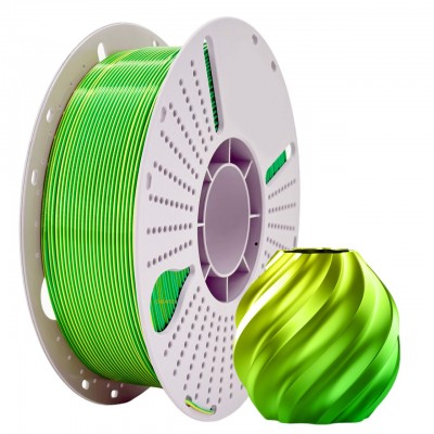 PLA пластик для 3д принтера CREAT3D, 1.75 мм, 2 кольора (Silk Green-Yellow), 1 кг.